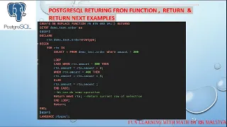POSTGRESQL RETURNING FROM FUNCTION RETURN RETURN NEXT EXAMPLES