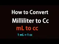 How to Convert Milliliter to Cc