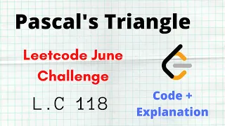 Pascal s Triangle Leetcode June Challenge Leetcode 118 Approach Code C Hindi