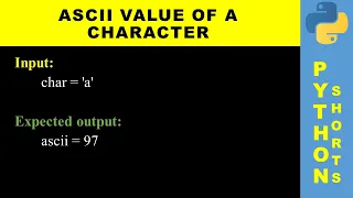 ASCII value of a character Python shorts