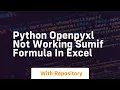 Python OpenPyXL Not working SUMIF formula in Excel