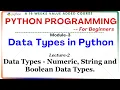 Python Programming for Beginners Module-3 Lecture-2 Python Data Types - Numeric String Boolean