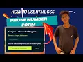 HTML Tips and Tricks Part 3 Add Phone Number Validation in HTML Responsive Form in HTML CSS