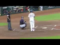 Michael Brantley hitting in MLB at bat base hit Astros vs Indians 21