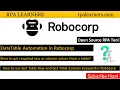 How to use Get table row and Get table column keywords in Robocorp DataTable Automation Robocorp
