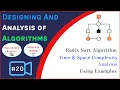 Radix Sort Space Time Complexity Best Avg Worst Analysis Algorithm with