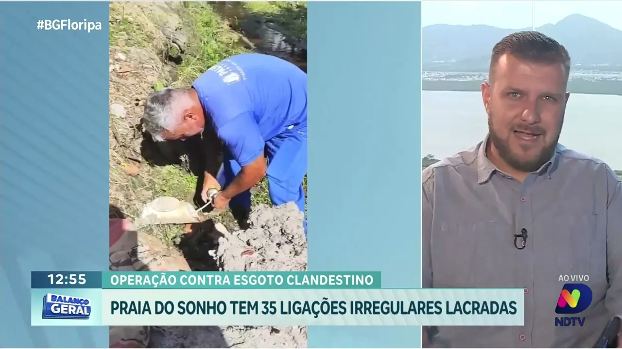 Operação contra esgoto clandestino: 35 ligações irregulares lacradas na Praia do Sonho