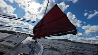 S2E97 Sailing Reefed in 20 Knots (In a 21′ Pocket Cruiser)