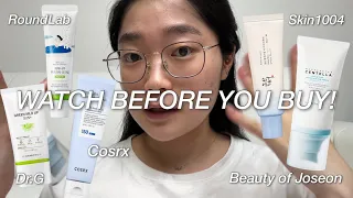 Brutally honest review of 5 Viral Korean Sunscreens Skin1004 Boj Dr G Cosrx RoundLab