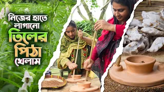 নিজের জমিতে উৎপাদিত তিল দিয়ে মজার পুলি পিঠা | Village life with Shampa