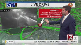 Traffic Alert South Durham wreck closes all lanes of I-40 eastbound