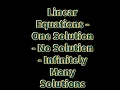 Linear Equations - One Solution