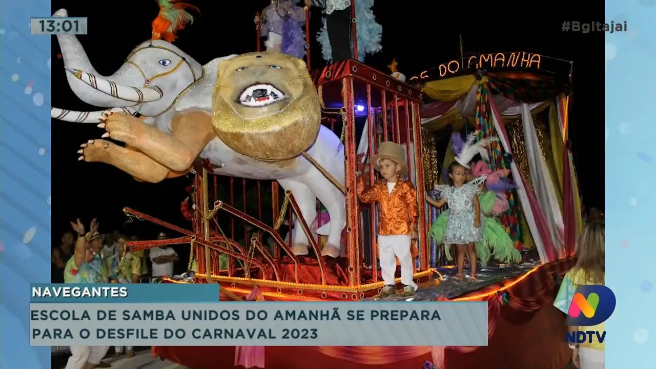 Escola de samba Unidos do Amanhã se prepara para o desfile do carnaval de Navegantes 2023