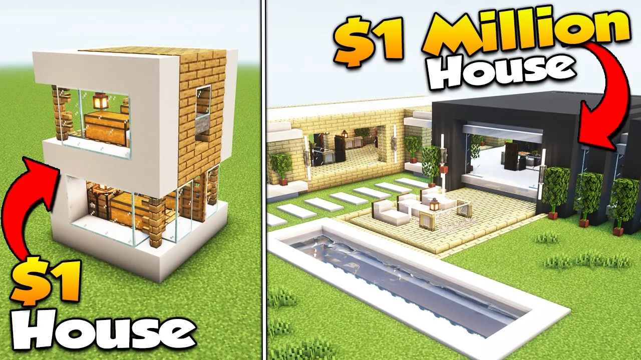 Minecraft: $1 vs $1,000,000 Modern House Build ????