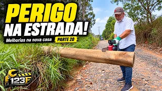 DOIS DIAS COM O POSTE DE ENERGIA ATRAVESSADO NA ESTRADA… Resolvi agir! | Melhorias na Nova Casa 20