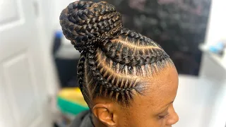 Stitch ponytail feed in braids