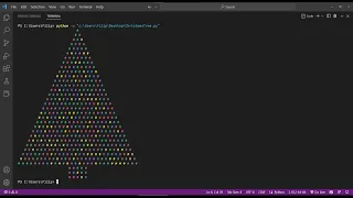 Rainbow Christmas tree in python in 14 lines of code