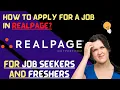 HoW to apply for a job at REAL PAGE INDIA USA DEVELOPER Freshers JOB SEEKERS REAL PAGE