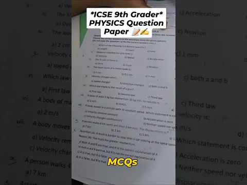Let's Discuss *ICSE 9th Grade* PHYSICS Question Paper/ Numerical/ Marks 📝✍️📚#physicspaper #viral