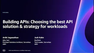 AWS re Invent 2023 - Building APIs Choosing the best API solution strategy for workloads SVS301