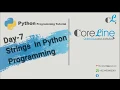 Day 7 More on Strings Python Programming
