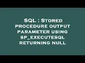 SQL Stored procedure output parameter using sp - executesql returning null