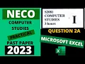 NECO Computer Studies Practical 2023 Past Paper - Microsoft Excel