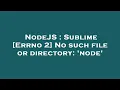 NodeJS Sublime Errno 2 No such file or directory node