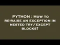 PYTHON How to re-raise an exception in nested blocks