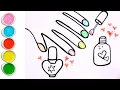How to Draw a Hand and paint bEautyful Nail paint art Drawing Coloring Painting For Kids Toddlers