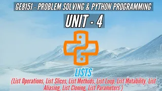 GE8151 PYTHON LISTS PROBLEM SOLVING AND PYTHON PROGRAMMING PSPP TAMIL UNIT4