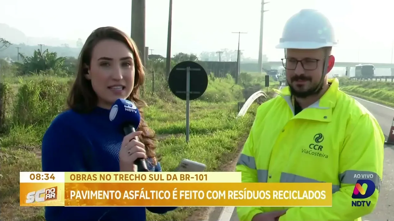 Pavimento asfáltico em trecho da BR-101 é feito com resíduos reciclados