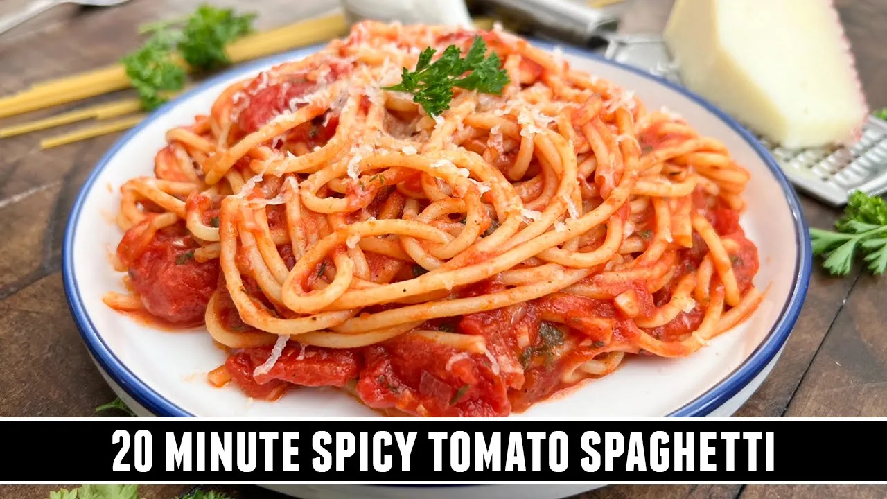 Spicy Tomato Spaghetti   Super EASY & DELICIOUS 20 Minute Pasta Recipe