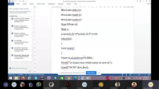 Numerical Methods Bisection method program in C 2078-02-19