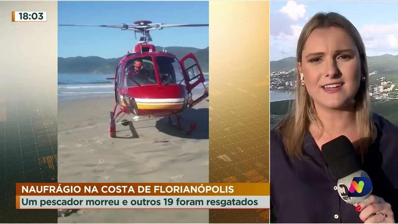 Naufrágio em Florianópolis deixa um pescador morto e 19 pessoas são resgatadas