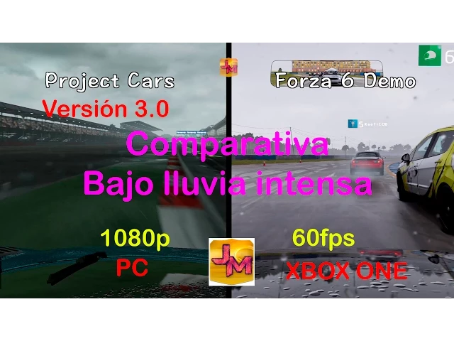 Forza 6 Motorsport Demo vs Project Cars PC V3.0 en condiciones de lluvia intensa 1080p60