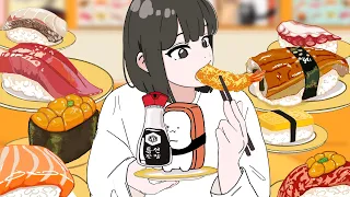 -Conveyor Sushi Muckbang ASMR Animation