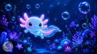 Calming Music for Classroom Study Glowing Axolotl Ocean Sensory Bubbles AD Autism Support