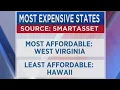 The least and most affordable states for a single person to live comfortably