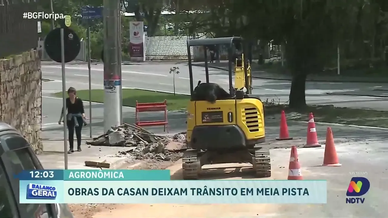 Obras da CASAN causam alterações no trânsito da Agronômica com meia pista