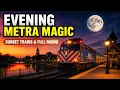 Sunset Full Moon Railfanning - Metra at National Street Station Elgin IL Road