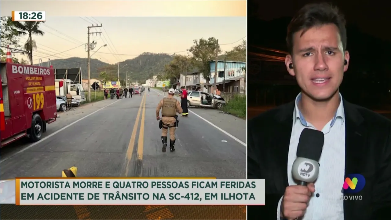 Motorista morre e outras 4 pessoas ficam feridas na SC-412, em Ilhota