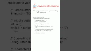 Program to remove leading zeros from String in java Placement Series