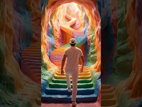 Escalier infini en pâte à modeler 🌈 #Shorts