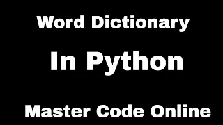 Tutorial 4 Create Word Dictionary in Python