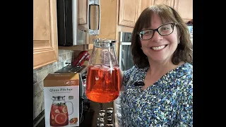 Glass pitcher - see it up close With straining lid Glass Pitcher with Lid 1 Gallon 128oz Water Pi