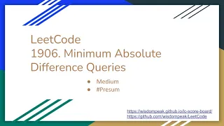 1906 Minimum Absolute Difference Queries 2021