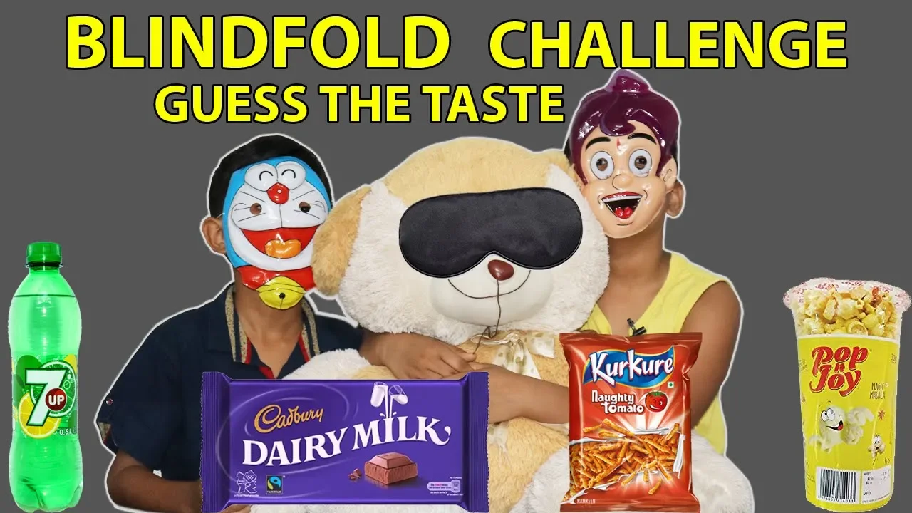 Blindfold Eating Challenge   GuessThe Taste competetion / Kids VS Food*