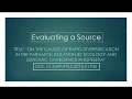 Web of Science Evaluating Sources Part