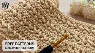 VERY EASY Crochet Pattern For Beginners Crochet Stitch For Baby Blanket Bag Scarf 